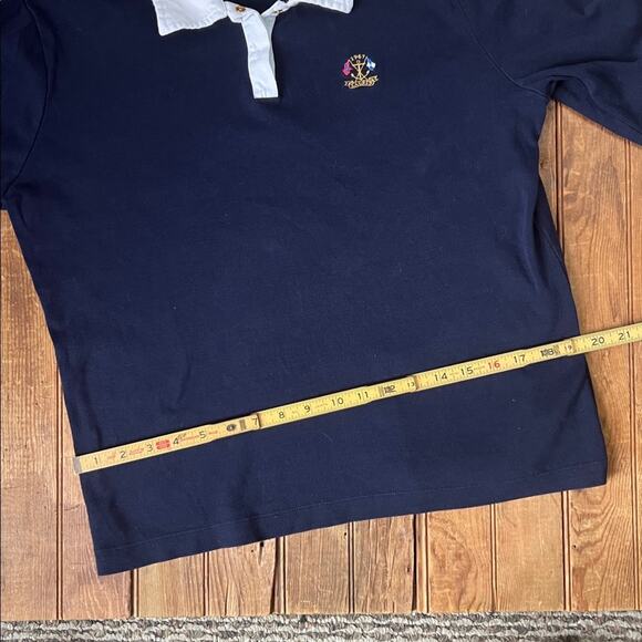 Women’s Ralph Lauren polo top classic Dark Blue long sleeve Polo White Collar - Picture 3 of 6